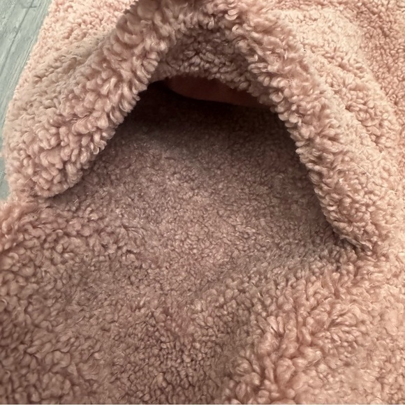 FARROW Teddy Sweater Cardigan Coat Pink Rose Brown Tan Size M - Picture 6 of 12
